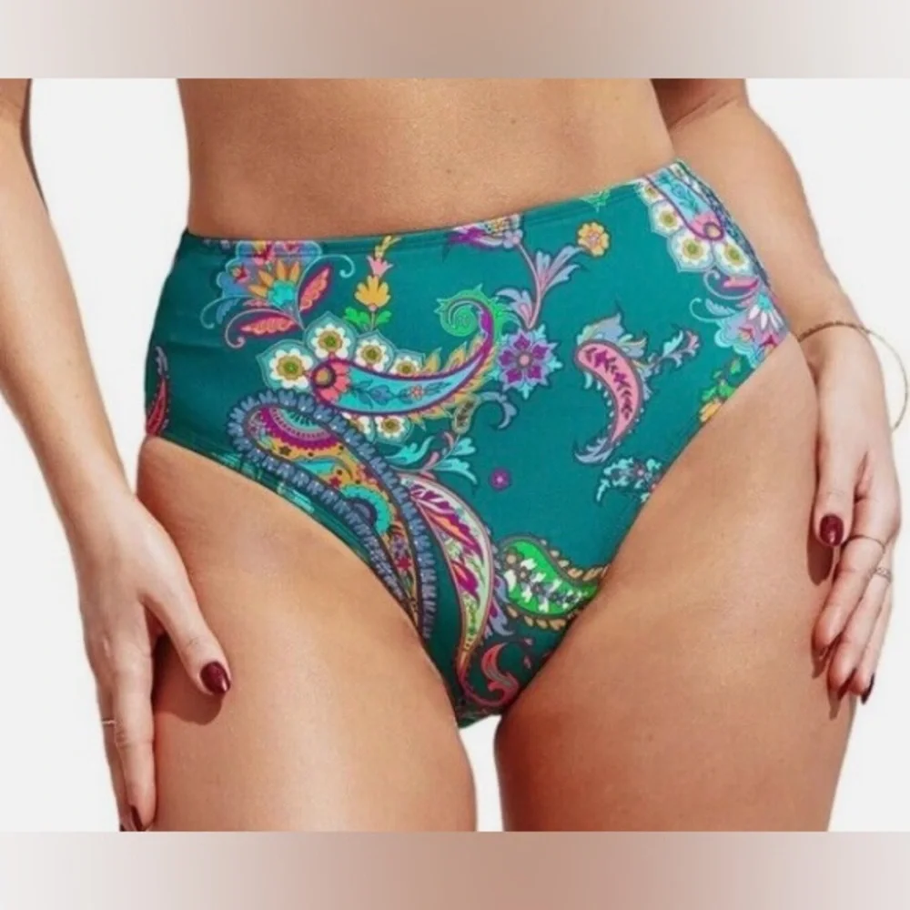CUPSHE Womens Paisley Sweetheart Tummy Control Bottoms Sz‎ M. New with tags.